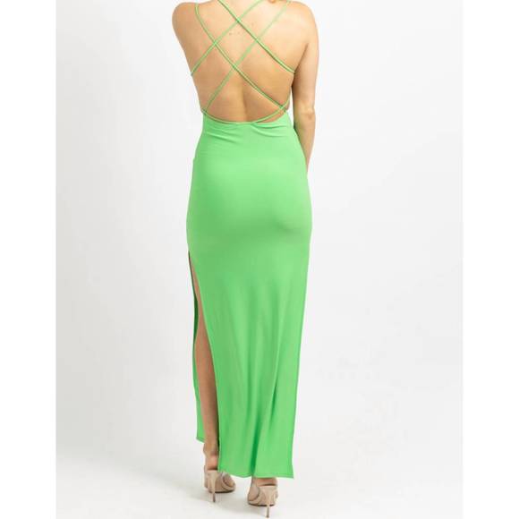 NEW OLIVACEOUS envy strappy back maxi dress in green - Picture 6 of 6